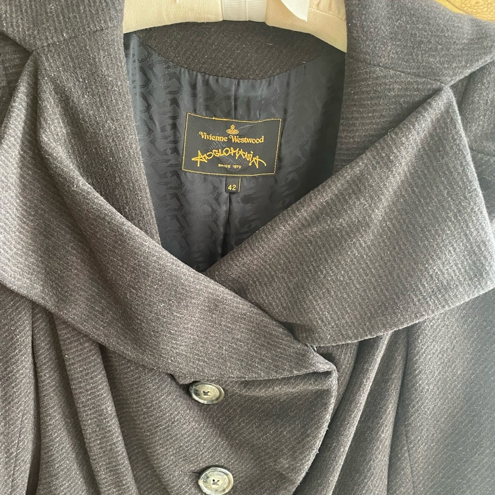 VIVIENNE WESTWOOD ANGLOMANIA VTG Wool PRINCESS COAT Brown Black Stripe 6 M RARE! - Picture 6 of 12
